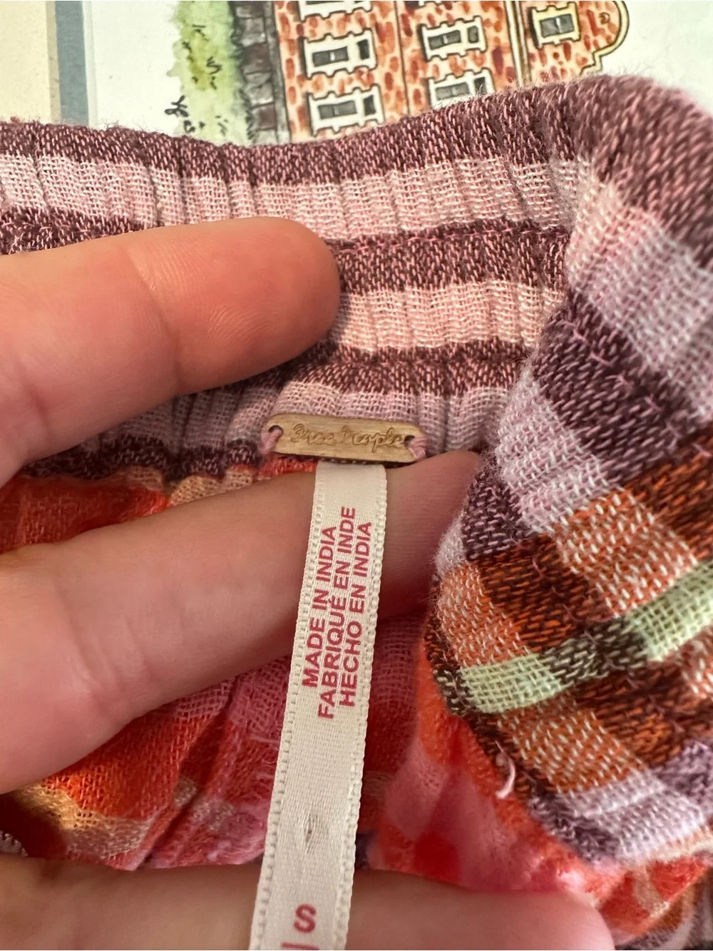 Free People Crafted Plaid Cargo Pants Pink Combo Womens Small NEW Cotton